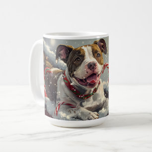 Taza De Café Perro American Staffordshire Fiesta Navideña