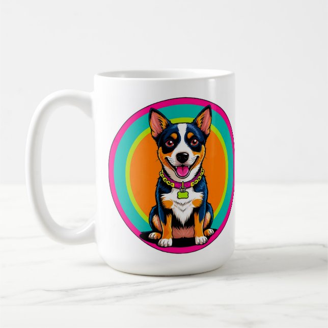 Taza De Café Perro animado lindo con collar (Izquierda)