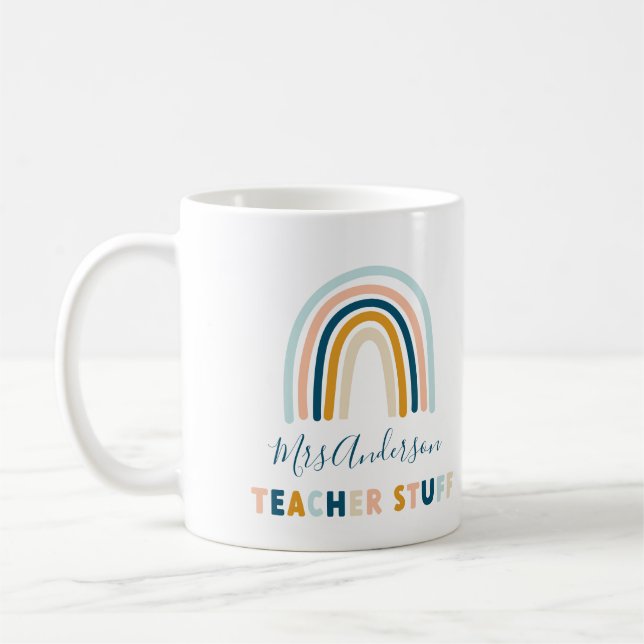 Taza De Café Perro azul arcoiris peluche personalizado amarillo (Izquierda)
