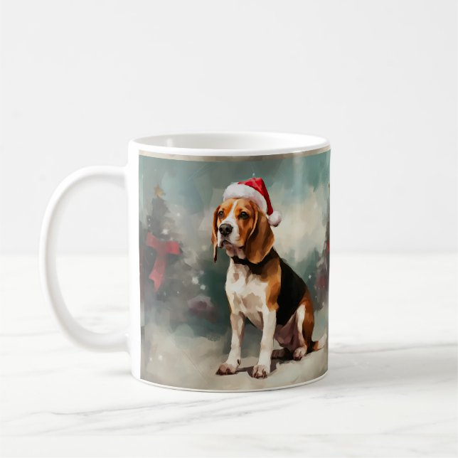 Taza De Café Perro Beagle en Navidad con Nieve (Izquierda)