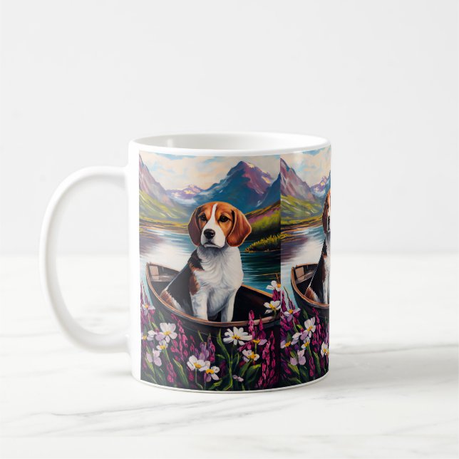 Taza De Café Perro Beagle en un remo: Una aventura escénica (Izquierda)