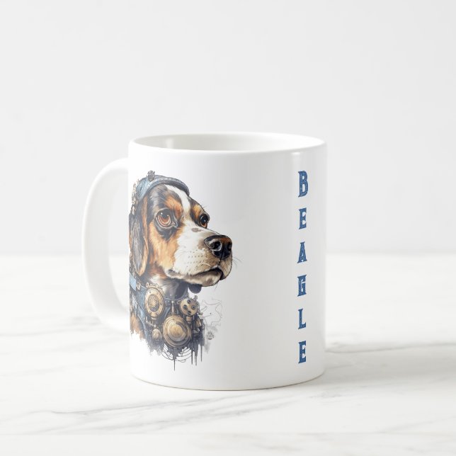 Taza De Café Perro Beagle Steampunk (Anverso izquierdo)