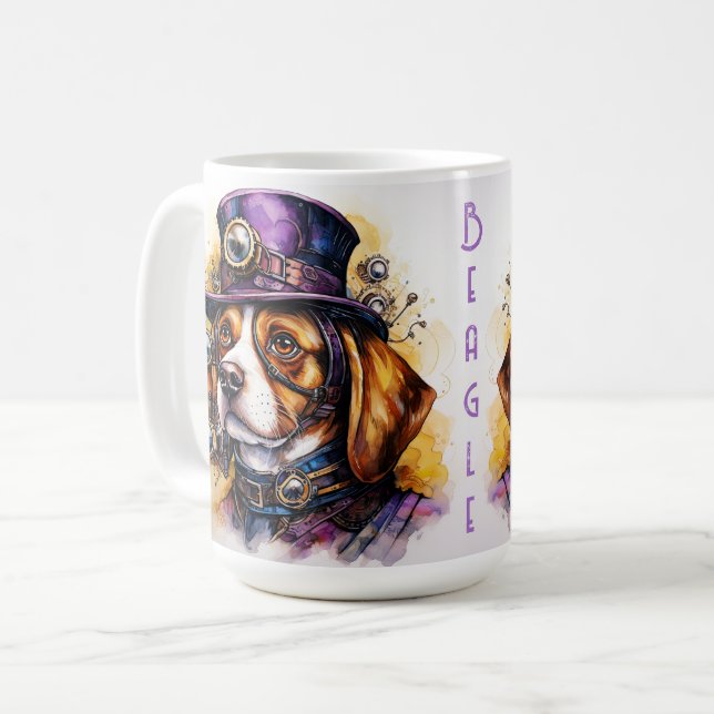 Taza De Café Perro Beagle Steampunk (Anverso izquierdo)