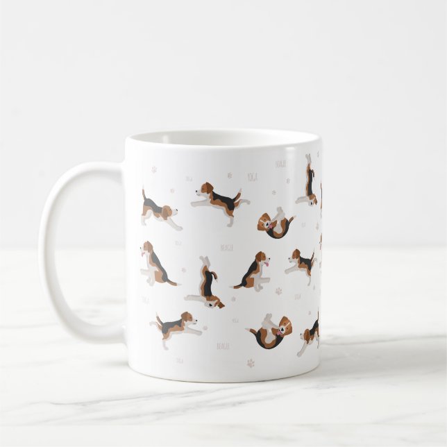 Taza De Café Perro beagle yoga mug (Izquierda)
