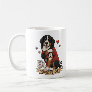 Taza De Café Perro bernés con ilustración de tatuaje Me encanta