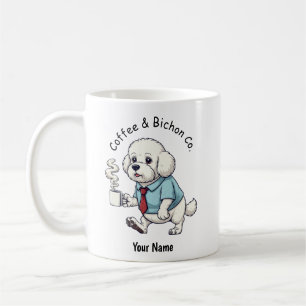 Taza De Café Perro Bichon Frise divertido traje de negocios Caf