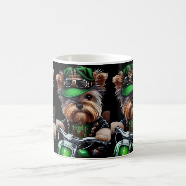 Taza De Café Perro Biewer Terrier montando bicicleta día de San (Centro)