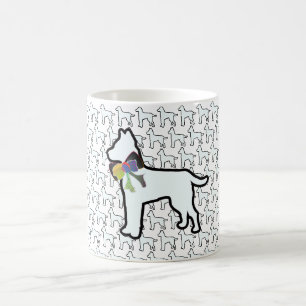 Taza De Café Perro Blanco Con Lazo
