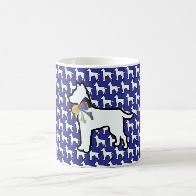 Taza De Café Perro Blanco Con Lazo Azul (Centro)