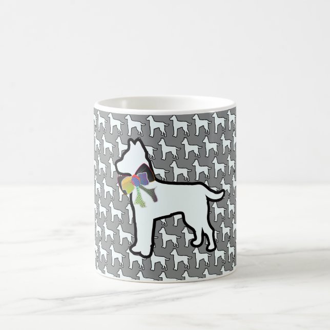 Taza De Café Perro Blanco Con Lazo Gris   (Centro)