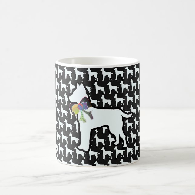 Taza De Café Perro Blanco Con Lazo Negro (Centro)