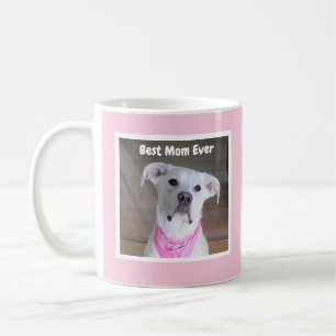Taza De Café Perro blanco lindo con bufanda rosada mejor mamá