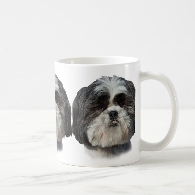 Taza De Café Perro blanco y negro de Shih Tzu (Derecha)