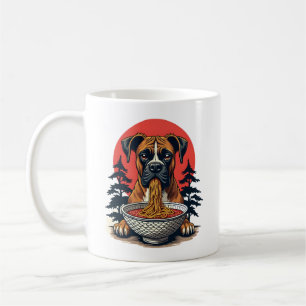 Taza De Café Perro Boxer Antiguo Comiendo Ramen Atardecer Japon