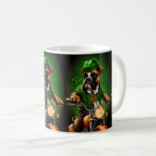 Taza De Café Perro Boxer conduciendo bicicleta el día de San Pa