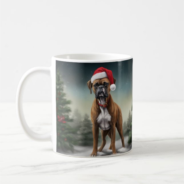 Taza De Café Perro Boxer en Navidades de Nieve (Izquierda)