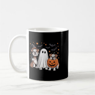 Taza De Café Perro Bulldog Inglés de Bruja Fantasma de Calabaza