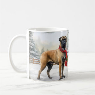 Taza De Café Perro bullmastiff en Navidades de nieve