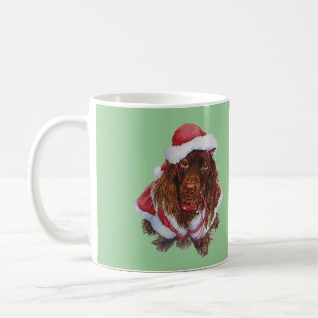 Taza De Café Perro cachorro lindo vestido para navidades (Izquierda)