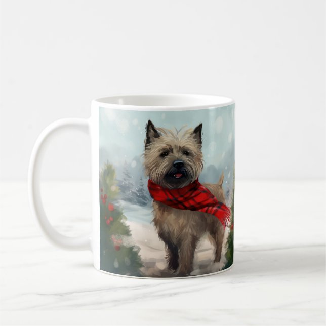 Taza De Café Perro Cairn Terrier en Navidades de la Nieve (Izquierda)