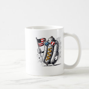 Taza De Café Perro caliente del 4 de julio Patriótico Bandera d