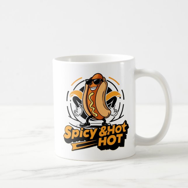 Taza De Café Perro Caliente Divertido Retro (Derecha)