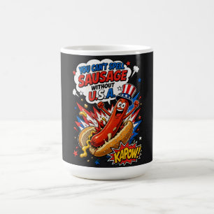 Taza De Café Perro Caliente Patriótico USA Pop Art - Divertido