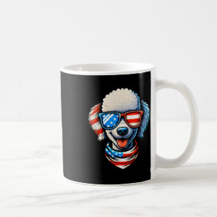 Taza De Café Perro Caniche con Gafas de Sol de la Bandera de EE
