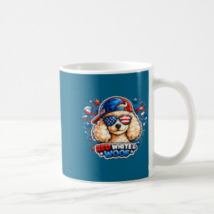 Taza De Café Perro caniche divertido rojo blanco y woof patriót