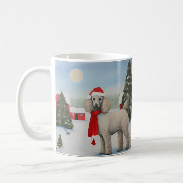 Taza De Café Perro Caniche en Navidad con Nieve (Izquierda)