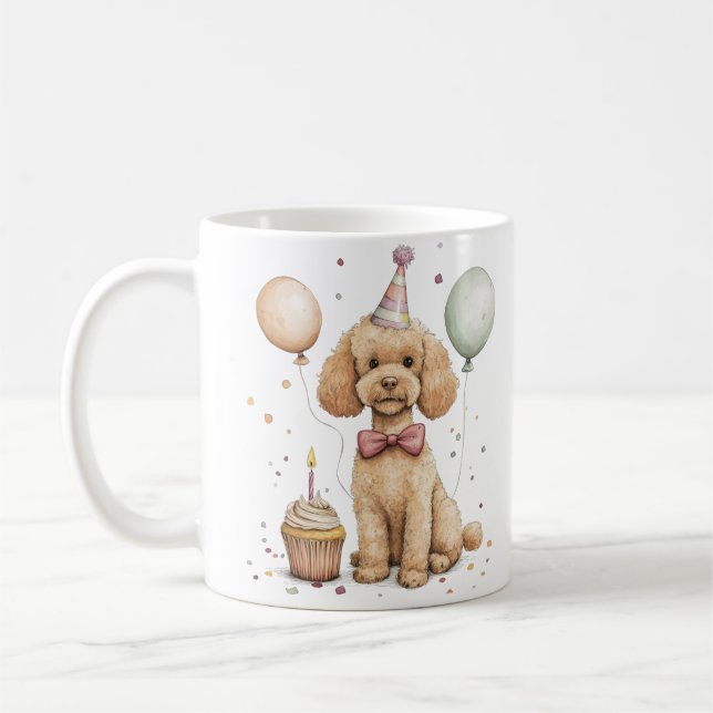 Taza De Café Perro Caniche Estándar Cumpleaños (Izquierda)