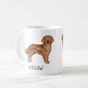 Taza De Café Perro Cartoon Retriever Dorado Rojo Nombre Persona