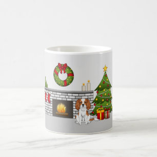 Taza De Café Perro Cavalier Blenheim en una habitación festiva 