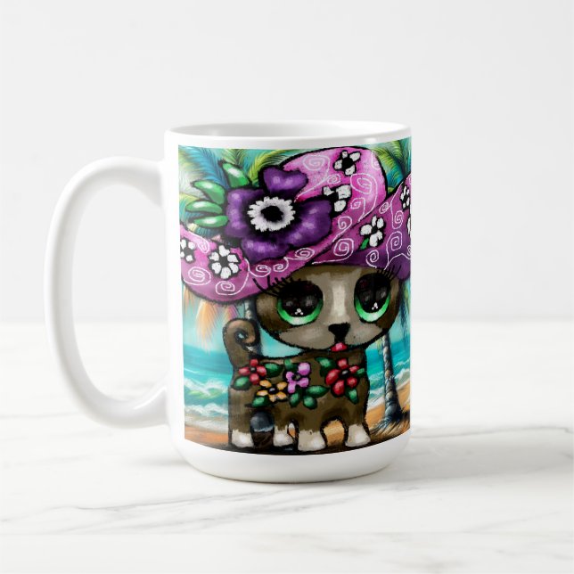 Taza De Café Perro chihuahua caprichoso en palmeras de vacacion (Izquierda)