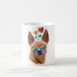 Taza De Café Perro chihuahua con El día de San Valentín cardíac