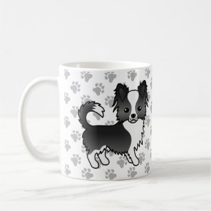 Taza De Café Perro Chihuahua de Abrigo Largo Blanco y Negro & P