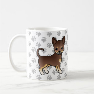 Taza De Café Perro Chihuahua de Pelaje Liso de Chocolate y Cane