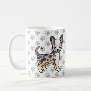 Taza De Café Perro Chihuahua de Pelaje Liso Merle de Chocolate