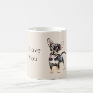 Taza De Café Perro Chihuahua Marrón Crema Dulce Lindo