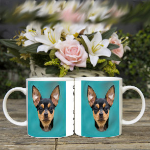 Taza De Café Perro Chihuahua negro y canela