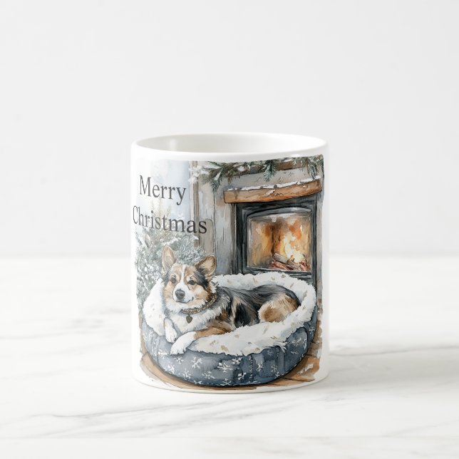 Taza De Café Perro Chimenea Navidad (Centro)