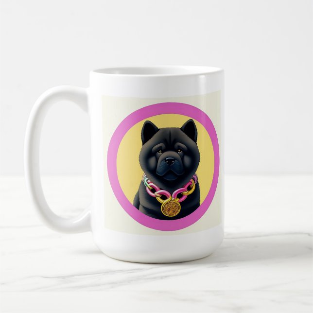 Taza De Café Perro Chow Chow Ilustrado (Izquierda)