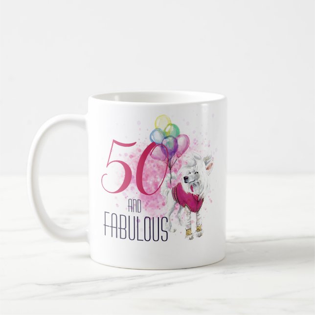 Taza De Café Perro cincuenta y fabuloso con globos (Izquierda)