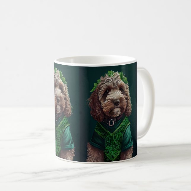 Taza De Café Perro Cockapoo con vestido de San Patricio (Anverso derecho)