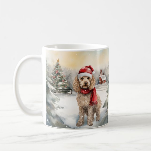 Taza De Café Perro Cockapoo en Navidad con Nieve (Izquierda)