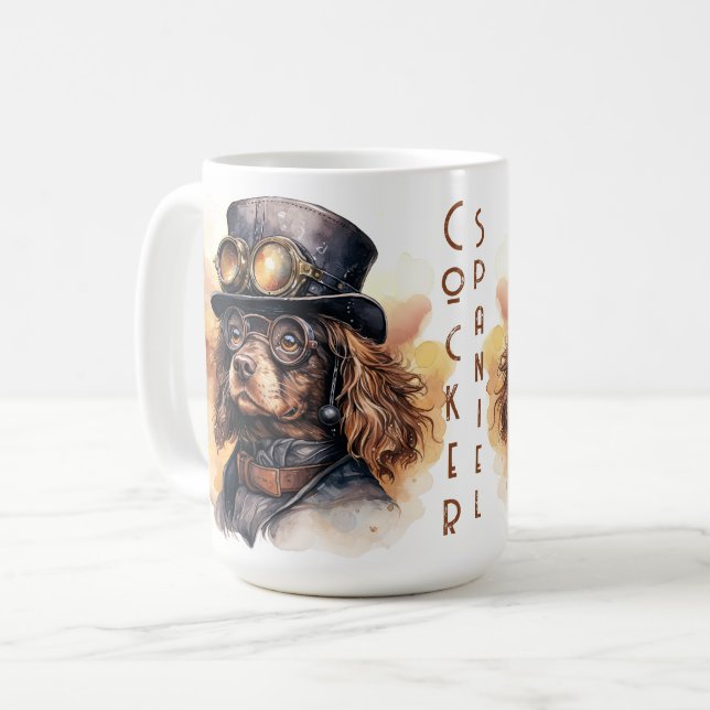 Taza De Café Perro Cocker Spaniel Steampunk (Anverso izquierdo)