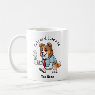Taza De Café Perro Collie divertido traje de negocios Café