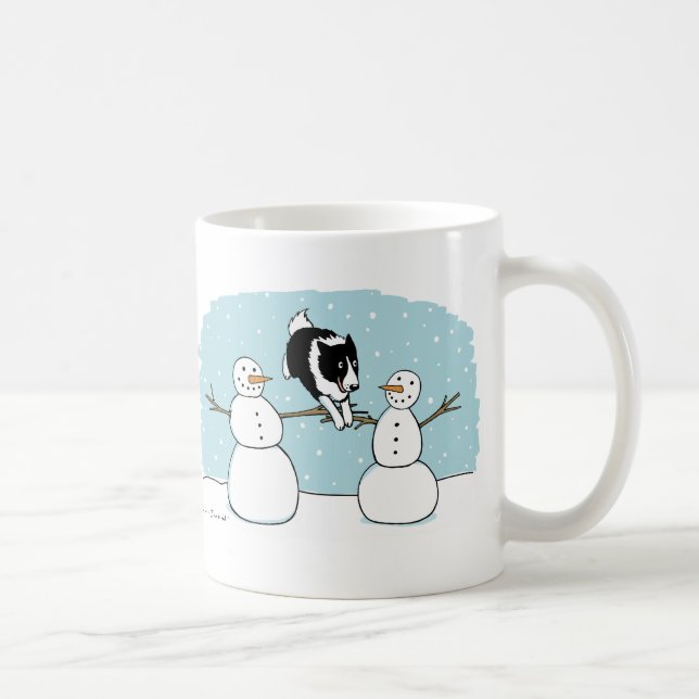 Taza De Café Perro collie en la frontera de vacaciones jugando  (Derecha)