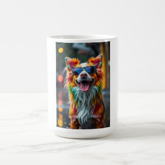 Taza De Café Perro Colorido Arte Pop Splash
