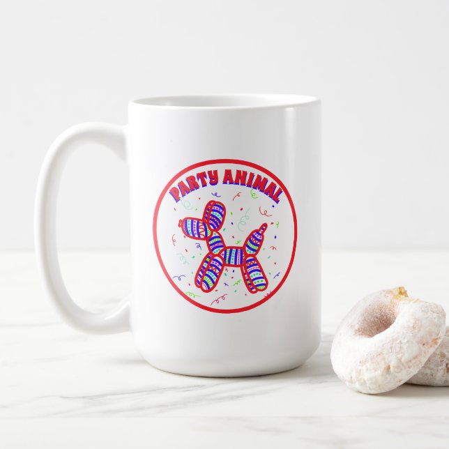 Taza De Café Perro con globo animal fiesta (Con donut)